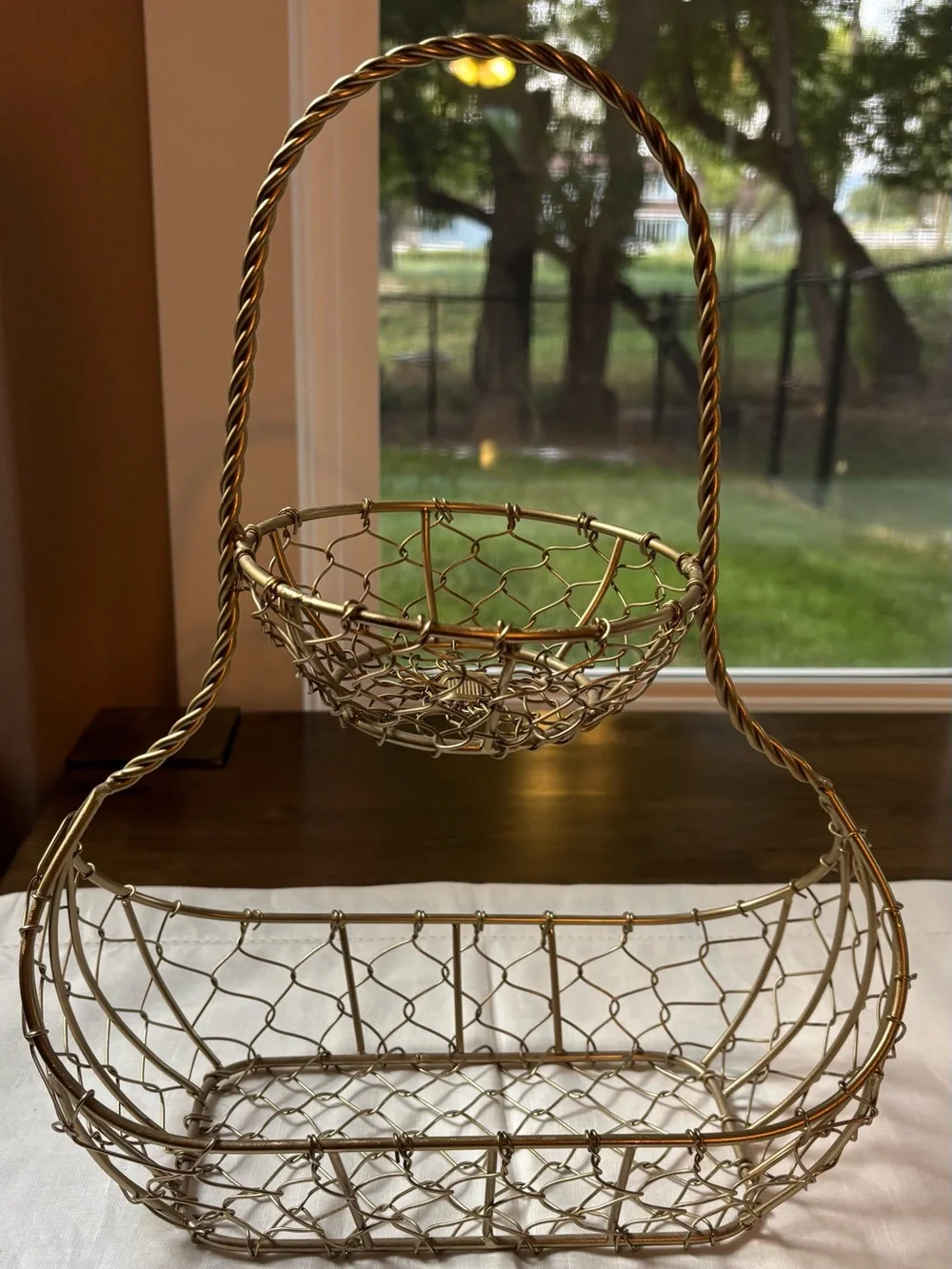 Gold Wire Two-Tier Display Basket